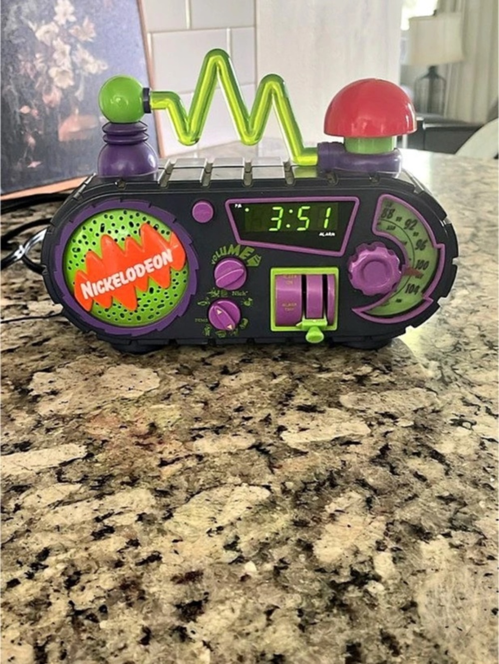 Nickelodeon Time Blaster Alarm Clock Radio in Purple & Green